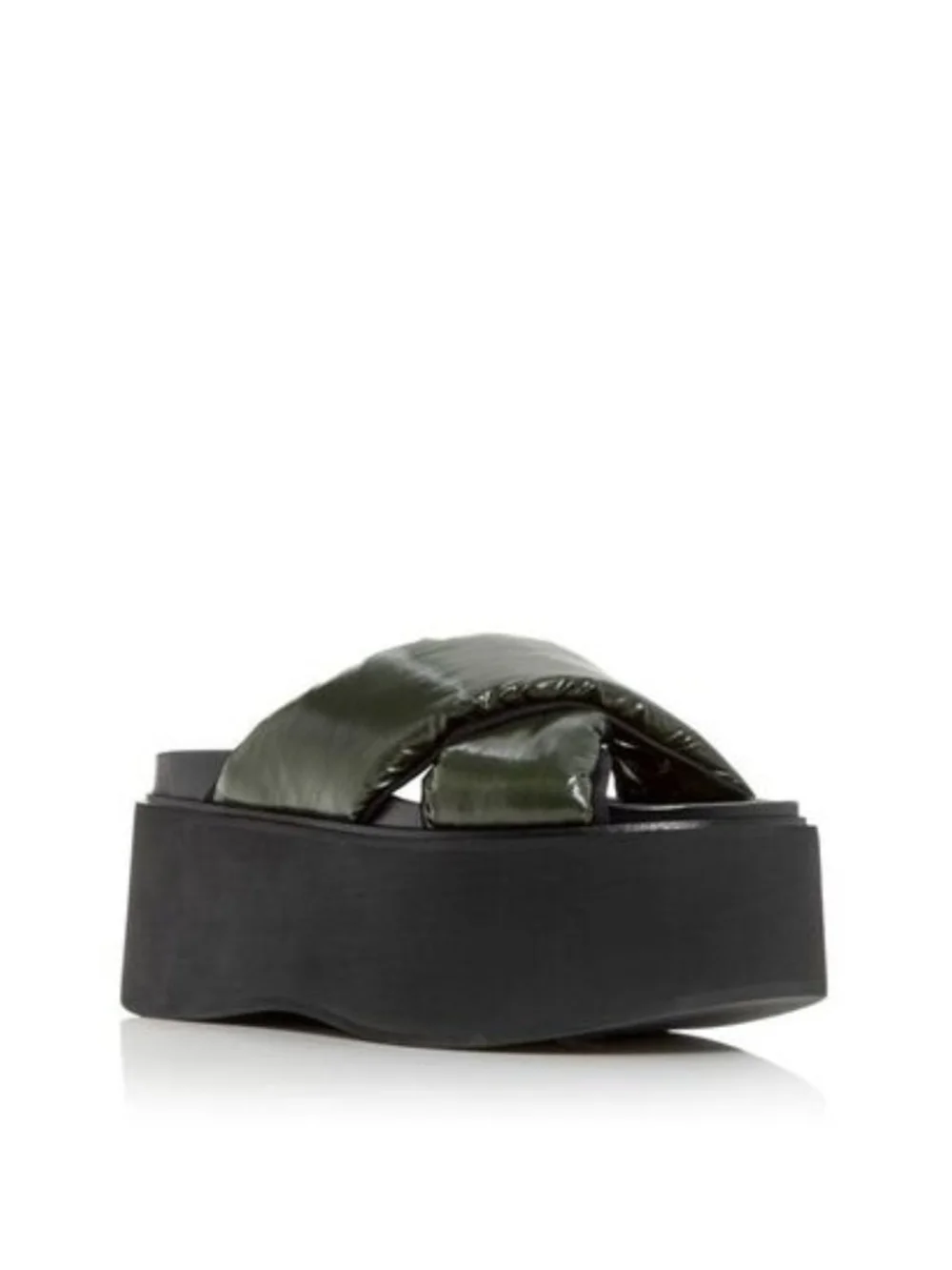 Marni Olive Green Padded Cross-Band Platform Slide NIB
